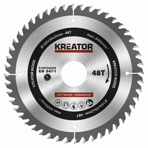 Pilový kotouč na dřevo 160mm, 48T Kreator KRT020409
