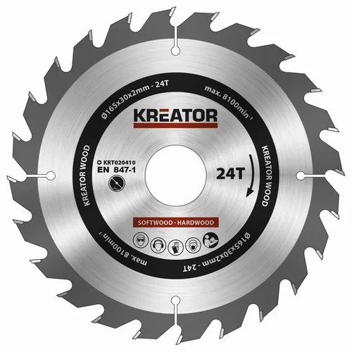 Pilový kotouč na dřevo 165mm, 24T Kreator KRT020410