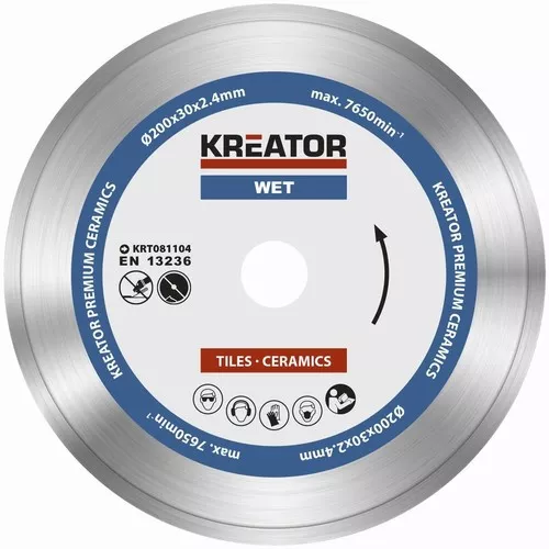 Diamantový kotouč celoobvodový 200mm PREMIUM Kreator KRT081104
