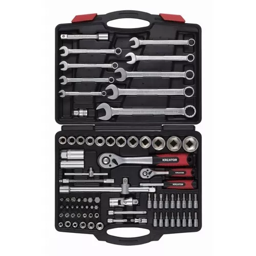 80-ti dílná gola sada 1/2" , 1/4" v kufru Kreator KRT500120