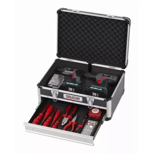 Hliníkový kufr 430x300x205mm 1 zásuvka Kreator KRT640601B