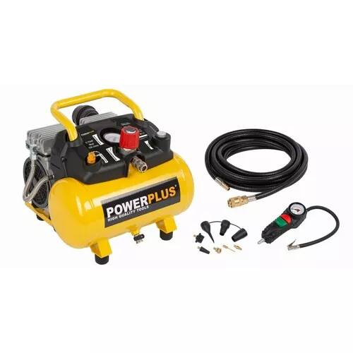 Kompresor SILENT 550W 6L  plus 10ks přísl. Bezolejový Powerplus POWX1724S