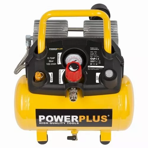 Kompresor SILENT 550W 6L  plus 10ks přísl. Bezolejový Powerplus POWX1724S