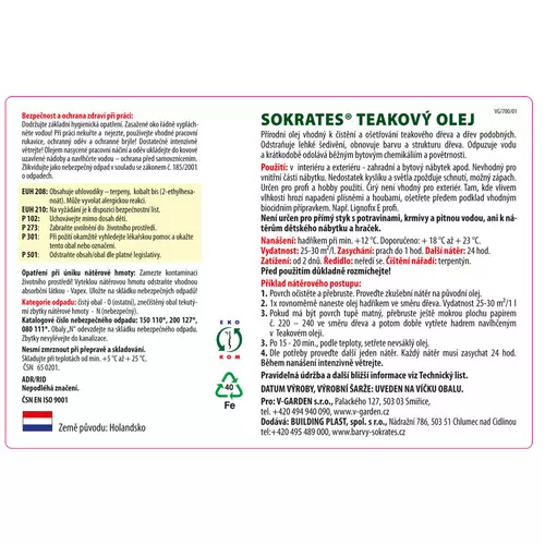 Sokrates V-garden Teak olej 0,6l VeGA