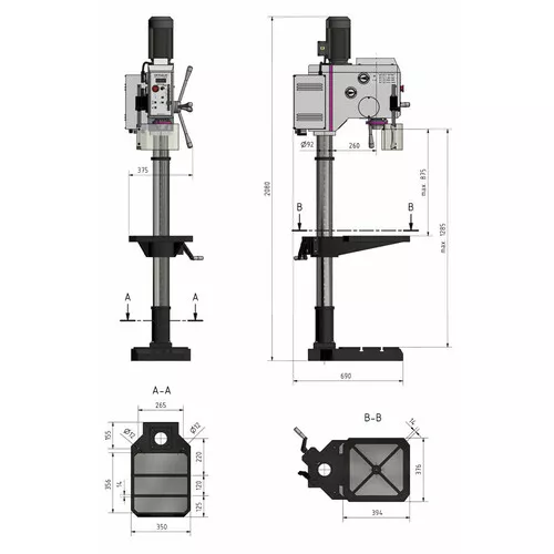 Sloupová převodová vrtačka OPTIdrill DH 28 GSV 3034235 Optimum