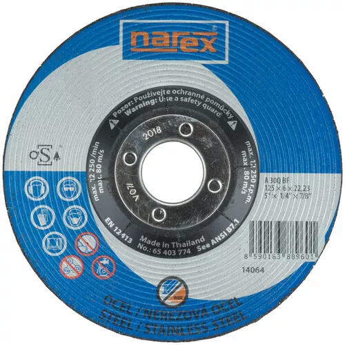 Brusný kotouč na ocel vypouklý 125×6×22.2 A 30 BF NAREX