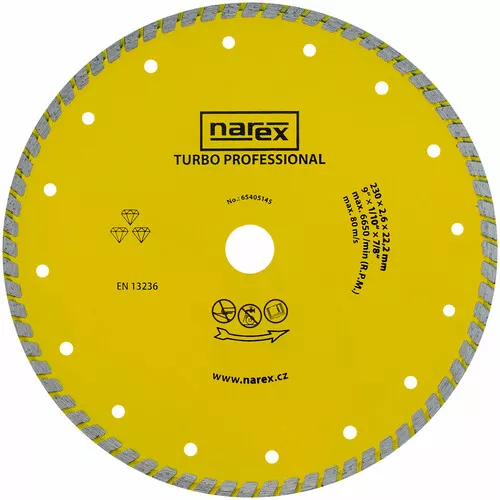 Diamantový dělicí kotouč pro stavební materiály TURBO PROFESSIONAL DIA 230 TP NAREX