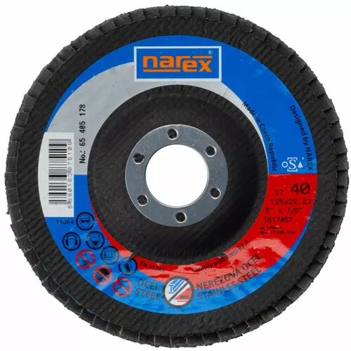 Lamelový kotouč 2v1 pro broušení běžné a ušlechtilé oceli SET LK ø 125x22.2  27 ZA 40 NAREX