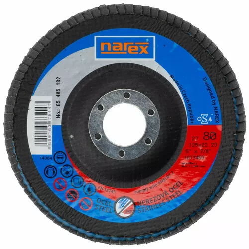 Lamelový kotouč 2v1 pro broušení běžné a ušlechtilé oceli SET LK ø 125x22.2  27 ZA 80 NAREX