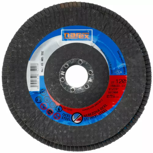 Lamelový kotouč 2v1 pro broušení běžné a ušlechtilé oceli LK ø 150×22.2 27 ZA 120 NAREX