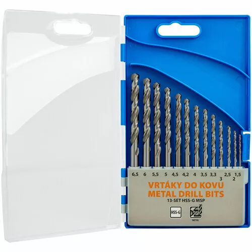 Vybrušované vrtáky pro běžné každodenní vrtání do oceli 13-SET HSS-G MSP NAREX