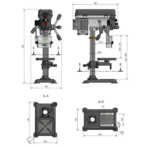 Stolní vrtačka OPTIdrill DQ 20 V 3191080 Optimum