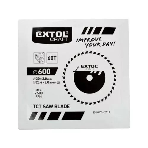 Kotouč pilový s sk plátky, o 600x3,8x30mm, 60t EXTOL CRAFT 19128