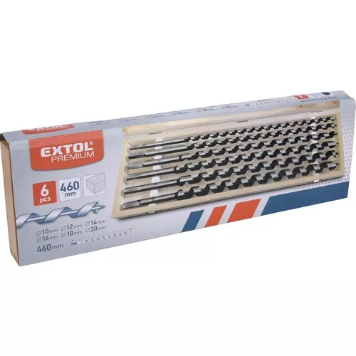 Vrtáky hadovité do dřeva, sada 6ks, o 10-20x460mm EXTOL PREMIUM 8801292