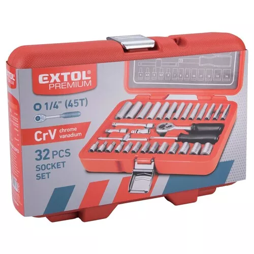 Hlavice nástrčné, sada 32ks, 1/4" EXTOL PREMIUM 8818310