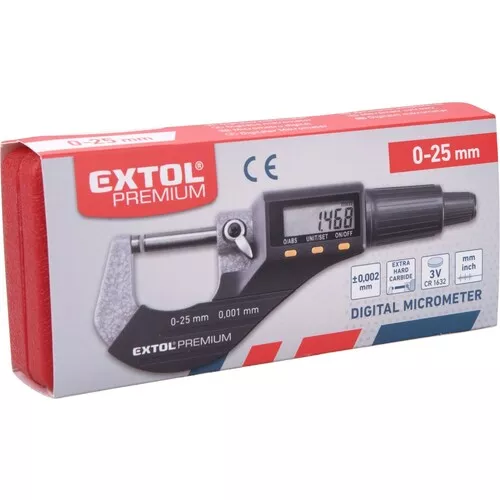 Mikrometr digitální, 0-25mm EXTOL PREMIUM 8825320