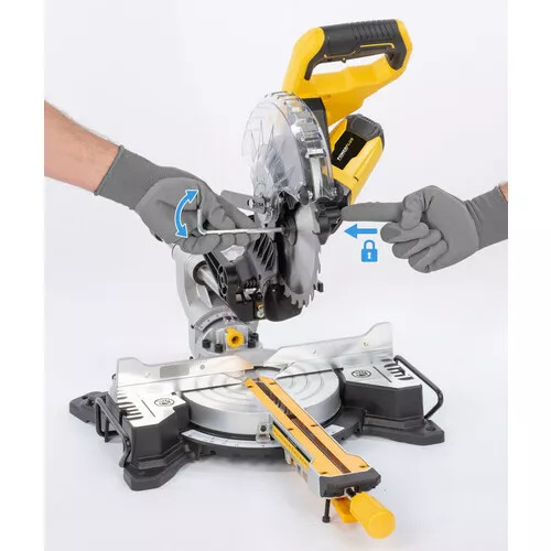 Pokosová pila s potahem a oboustranným náklonem 1 600W / 210mm Powerplus POWX075720DB