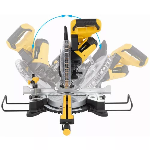 Pokosová pila s potahem a oboustranným náklonem 1 600W / 210mm Powerplus POWX075720DB