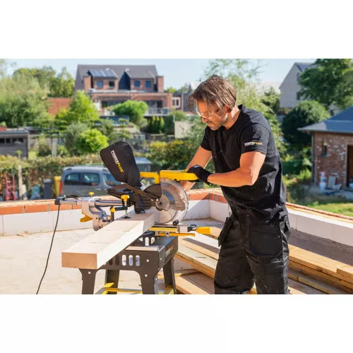 Pokosová pila s potahem a oboustranným náklonem 1 600W / 210mm Powerplus POWX075720DB