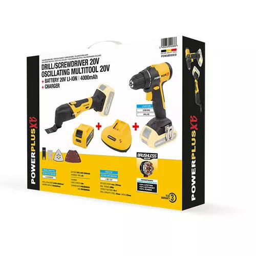 Sada Aku vrtačky a multifunkční brusky 20V bat.4,0Ah Powerplus POWXBBOX10