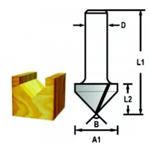 Makita D-47880 Drážkovací fréza tvaru V stopka 6 mm,19x16x48 mm=new D-68177