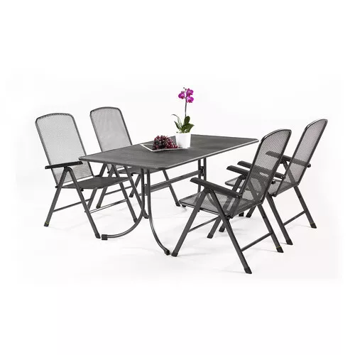 MWH Basani 4+ sestava nábytku z tahokovu (4x pol. křeslo Savoy Basic, 1x stůl Universal 160)