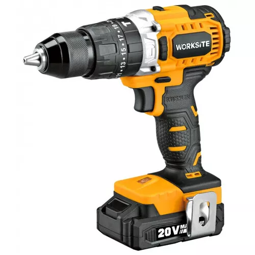 Worksite CD320H - Aku vrtačka s příklepem Brushless 20V 50Nm 1x2Ah - Kombi MAX plus
