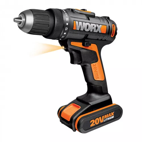 Worx orange WX166.3 - Aku vrtací šroubovák Li-Ion 20V 2*2,0 Ah, 1hod.