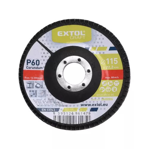 Kotouč lamelový šikmý korundový, p60, o 115mm EXTOL CRAFT 260006