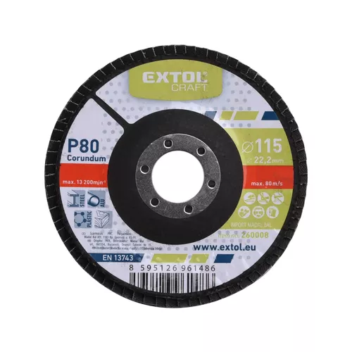 Kotouč lamelový šikmý korundový, p80, o 115mm EXTOL CRAFT 260008