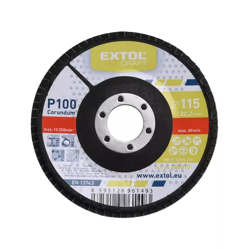 Kotouč lamelový šikmý korundový, p100, o 115mm EXTOL CRAFT 260010
