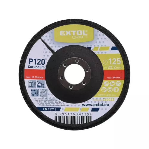 Kotouč lamelový šikmý korundový, p120, o 125mm EXTOL CRAFT 260032