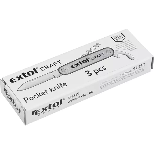 Nůž kapesní zavírací 3dílný nerez, 85mm EXTOL CRAFT 91373