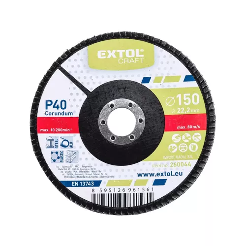 Kotouč lamelový šikmý korundový, p40, o 150mm EXTOL CRAFT 260044