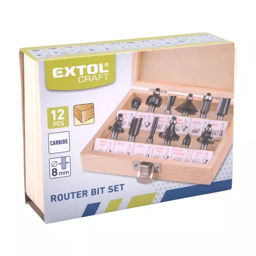 Frézy tvarové do dřeva, s sk plátky, sada 12ks EXTOL CRAFT 44032
