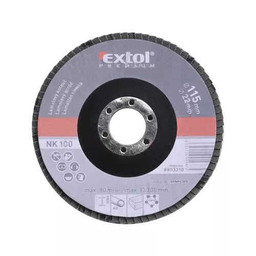 Kotouč lamelový šikmý korundový, p100, o 115mm EXTOL PREMIUM 8803310