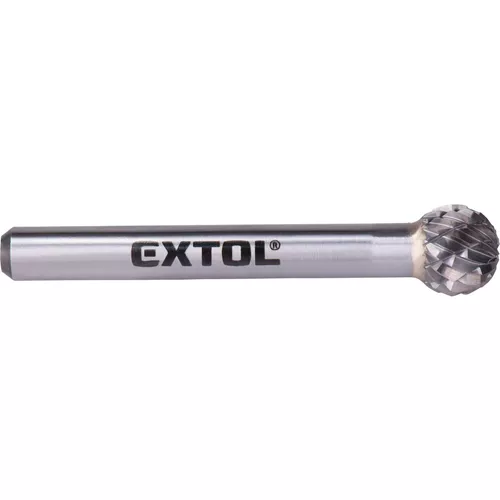 Fréza karbidová, kulová, pr.10mm/stopka 6mm,sek střední (double-cut) EXTOL INDUSTRIAL 8703734