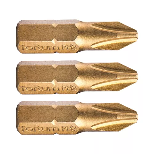 Hrot křížový phillips, sada 3ks, ph 2x25mm,titan. úprava, s2 FORTUM 4741272