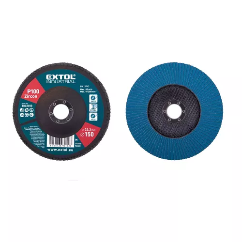 Kotouč lamelový šikmý zirkonový, p100, o 150mm EXTOL INDUSTRIAL 8803450