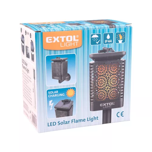 Pochodeň led s plamenem, solární nabíjení, 12x led EXTOL LIGHT 43133