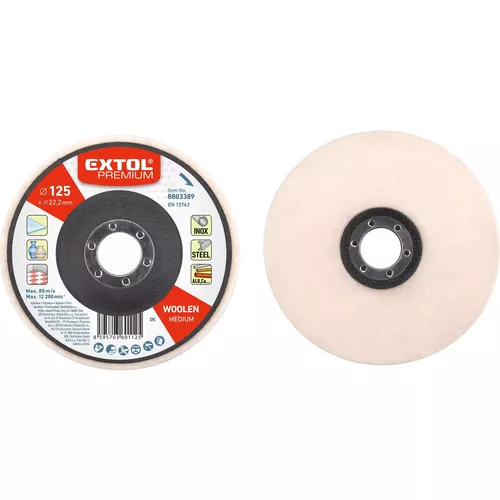 Kotouč leštící filcový/plstěný, celoobvodový rovný, o 125x15mm EXTOL PREMIUM 8803389