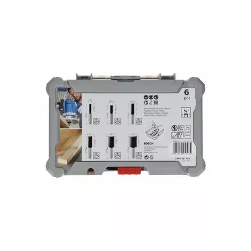 6dílná sada drážkovacích fréz s ¼" stopkou BOSCH 2607017467