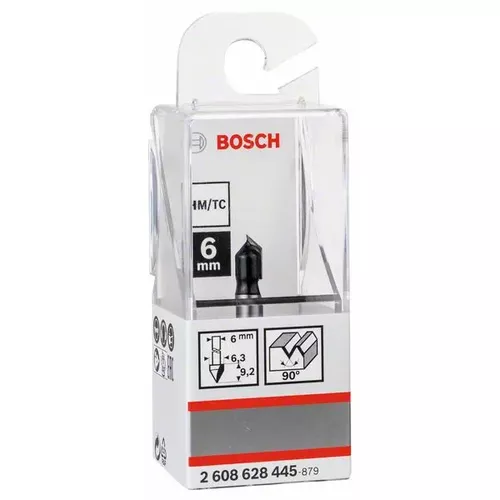 Drážkovací fréza tvaru V, 6 mm, D1 6,35 mm, L 9,2 mm, G 48 mm, 90°  BOSCH 2608628445