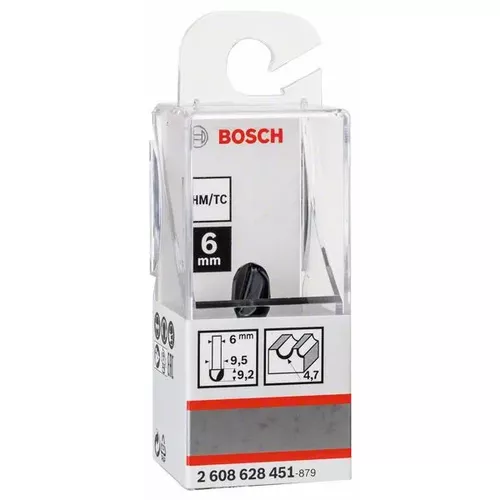 Žlábkovací fréza, 6 mm, R1 4,7 mm, D 9,5 mm, L 9,2 mm, G 40 mm  BOSCH 2608628451