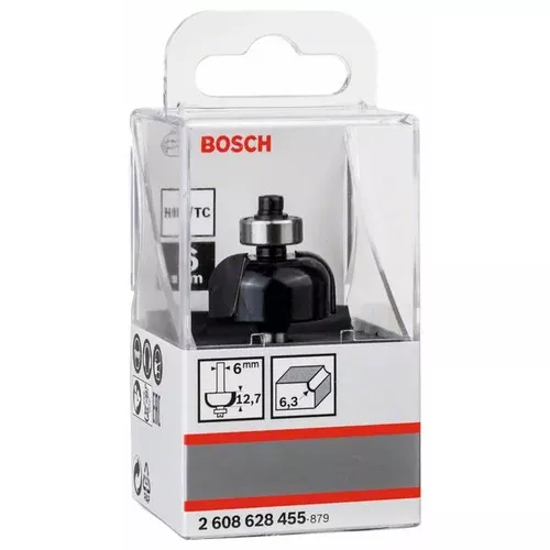 Dlabací fréza s kuličkovým ložiskem, 6 mm, R1 6,4 mm, D 25,4 mm, L 12,6 mm, G 54 mm  BOSCH 2608628455
