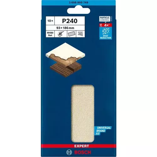 Brusné mřížky EXPERT M480 pro vibrační brusky 93 × 186 mm, P240, 10 ks BOSCH 2608900749