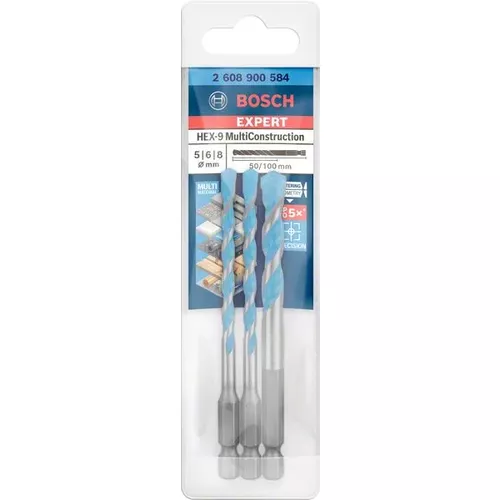 3dílná sada vrtáků EXPERT HEX-9 MultiConstruction 5/6/8 mm BOSCH 2608900584