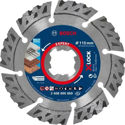 Diamantový dělicí kotouč EXPERT MultiMaterial X-LOCK 115 × 22,23 × 2,4 × 12 mm BOSCH 2608900669