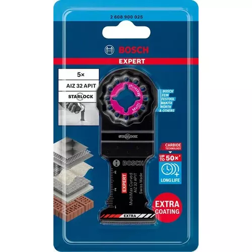 5dílná sada pilových listů EXPERT MultiMax AIZ 32 APIT pro víceúčelové nástroje, 32 mm BOSCH 2608900025