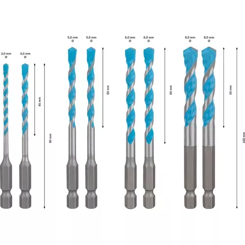 Sada vrtáků EXPERT HEX-9 MultiConstruction 3–8 mm pro Pick & Click BOSCH 2608901455